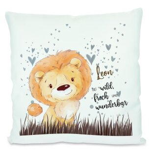 Kissen weiß Löwe Graß