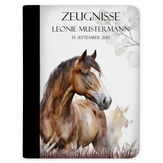Zeugnismappe / Dokumentemappe Pferd Watercolor