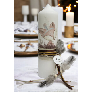 Boho Taufkerze Indianer Fuchs