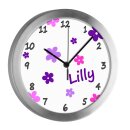 Kinder Funkuhr Blume lila rosa