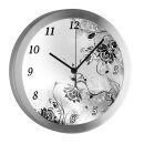 Kinder Funkuhr Blumenranke schwarz weiß