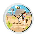 Kinder Wanduhr laufruhig mit bunten Rahmen Cowboy