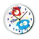 Kinder Wanduhr laufruhig mit bunten Rahmen Monster Farbkleks