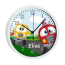 Kinder Wanduhr laufruhig mit bunten Rahmen Auto-Cartoon