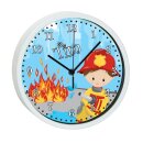 Kinder Wanduhr laufruhig mit bunten Rahmen Feuerwehrmann