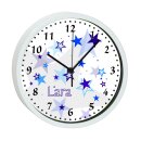 Kinder Wanduhr laufruhig mit bunten Rahmen Sterne blau