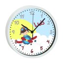 Kinder Wanduhr mit bunten Rahmen Flugzeug-Wolken