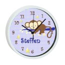 Kinder Wanduhr mit bunten Rahmen Affe blau