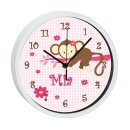 Kinder Wanduhr mit bunten Rahmen Affe rosa