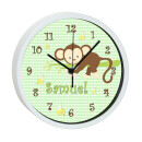 Kinder Wanduhr mit bunten Rahmen Affe grün