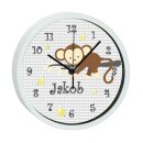 Kinder Wanduhr mit bunten Rahmen Affe grau
