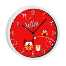 Kinder Wanduhr mit bunten Rahmen Eule rot