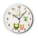 Kinder Wanduhr mit bunten Rahmen Eule grün orange