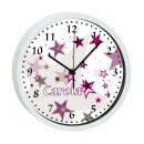 Kinder Wanduhr mit bunten Rahmen Sterne brombeere grau