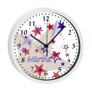 Kinder Wanduhr mit bunten Rahmen Sterne rot blau grau