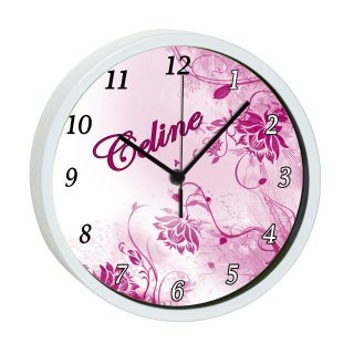 Kinder Wanduhr mit bunten Rahmen Blumen Ranke brombeere