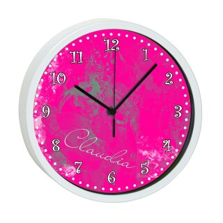 Kinder Wanduhr mit bunten Rahmen Traum pink