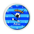 Wanduhr mit bunten Rahmen Monster blau