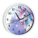 Wanduhr mit bunten Rahmen Einhorn