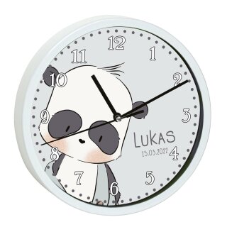 Wanduhr mit bunten Rahmen Panda Bär
