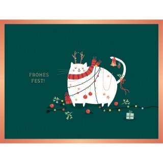 Weihnachtskarte Katze "Frohes Fest"
