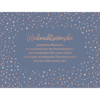 Weihnachtskarte Sterne blau "Weihnachtswünsche"