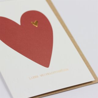 Weihnachtskarte Herz "Liebe Weihnachtsgrüsse"