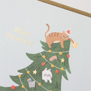 Weihnachtskarte Tannenbaum / Katzen "Miauy Christmas"