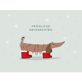 Weihnachtskarte Dackel "Fröhliche Weihnachten"