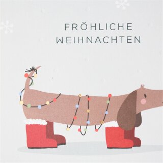Weihnachtskarte Dackel "Fröhliche Weihnachten"