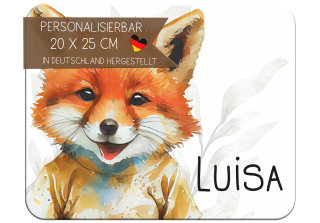 Kinder Frühstücksbrettchen  Fuchs  persnoalisiert, Kunststoff, 20 x 25 cm