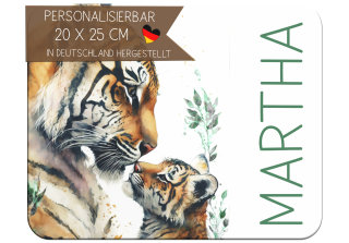 Kinder Frühstücksbrettchen  Tiger Familie  persnoalisiert, Kunststoff, 20 x 25 cm