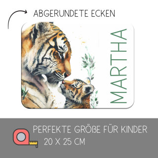 Kinder Frühstücksbrettchen  Tiger Familie  persnoalisiert, Kunststoff, 20 x 25 cm