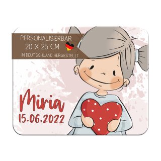 Kinder Frühstücksbrettchen  Mädchen Herz  persnoalisiert, Kunststoff, 20 x 25 cm