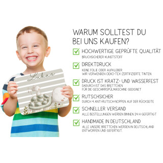 Kinder Frühstücksbrettchen  Freunde Schildkröte  persnoalisiert, Kunststoff, 20 x 25 cm