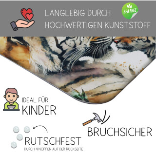 Kinder Frühstücksbrettchen Tiger Familie, Kunststoff, 20 x 25 cm