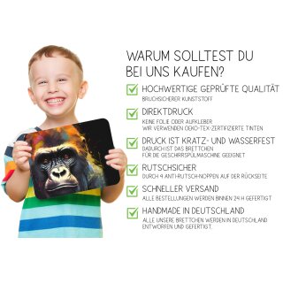Kinder Frühstücksbrettchen Affe Gorilla, Kunststoff, 20 x 25 cm