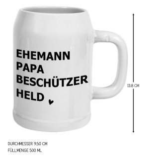 Bierkrug "Ehemann, Papa, Beschützer, Held"